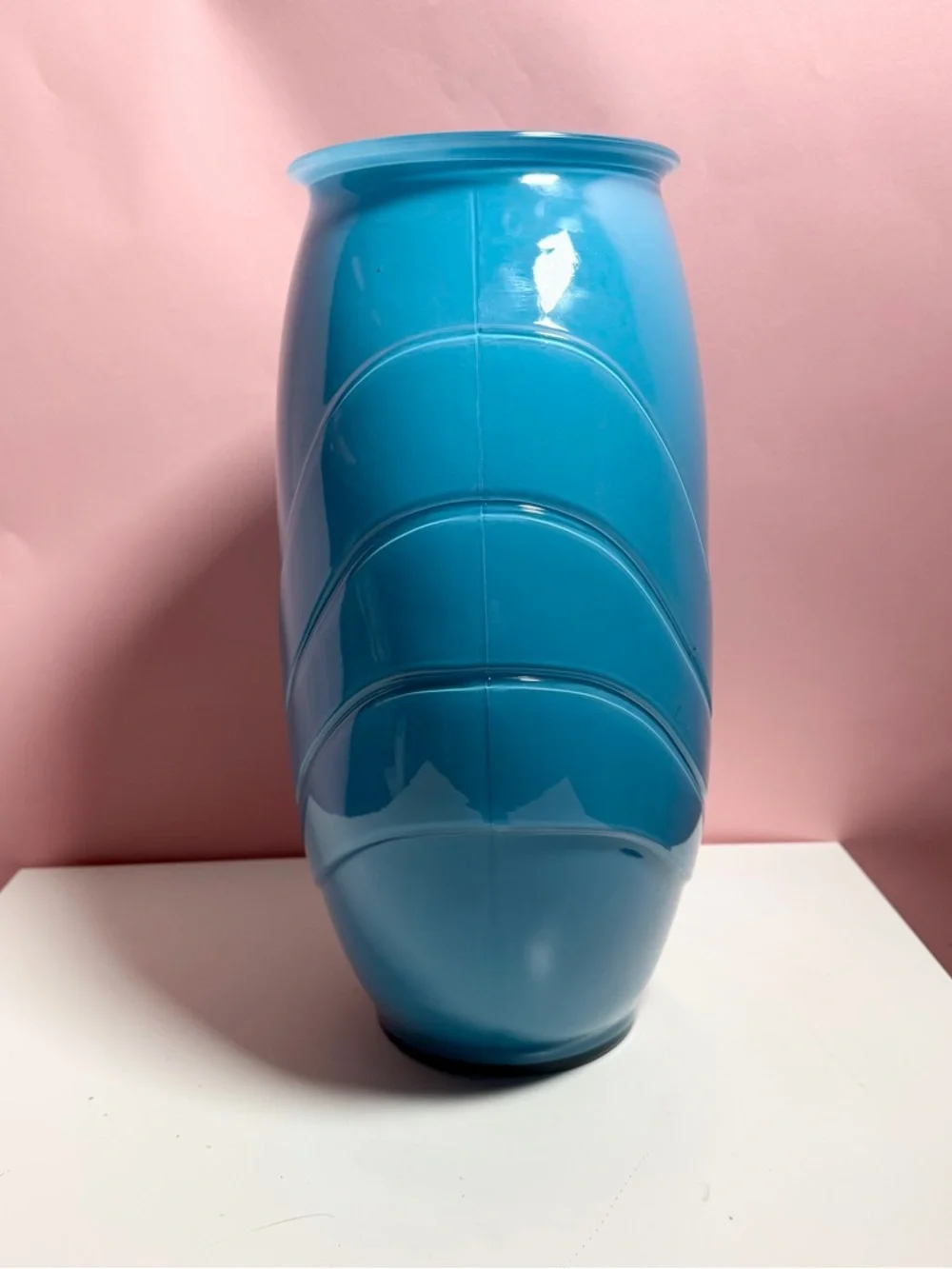 Vintage 80s retro art deco large vibrant blue vase - Picture 3 of 8